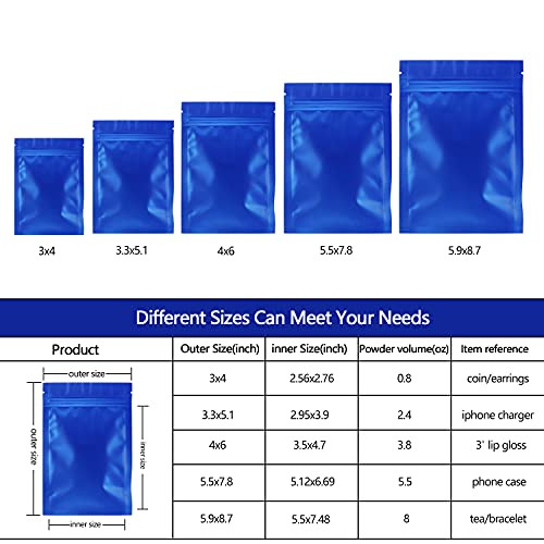 100 Matte Black Metallic Mylar Zipper Stand Up Pouches – 3.3x5.1 Inches – Food Grade