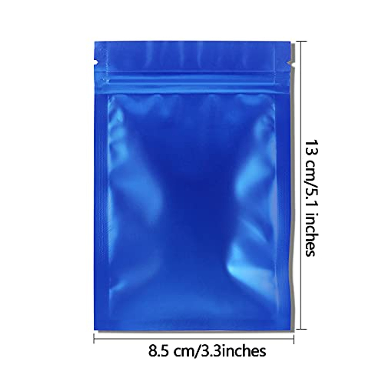 100 Pack Mylar Bags for Food Storage - 3.3 x 5.1 Inch Resealable Smell  Proof Bags Foil Pouch Flat Bag with Front Window Blue