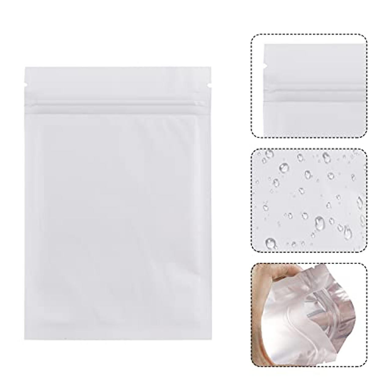 100 Pack Mylar Bags Smell Proof Bags, Resealable Stand Up Food Storage Bags  Packaging Foil Pouch Bags with Clear Front Window for Cookies, Snack