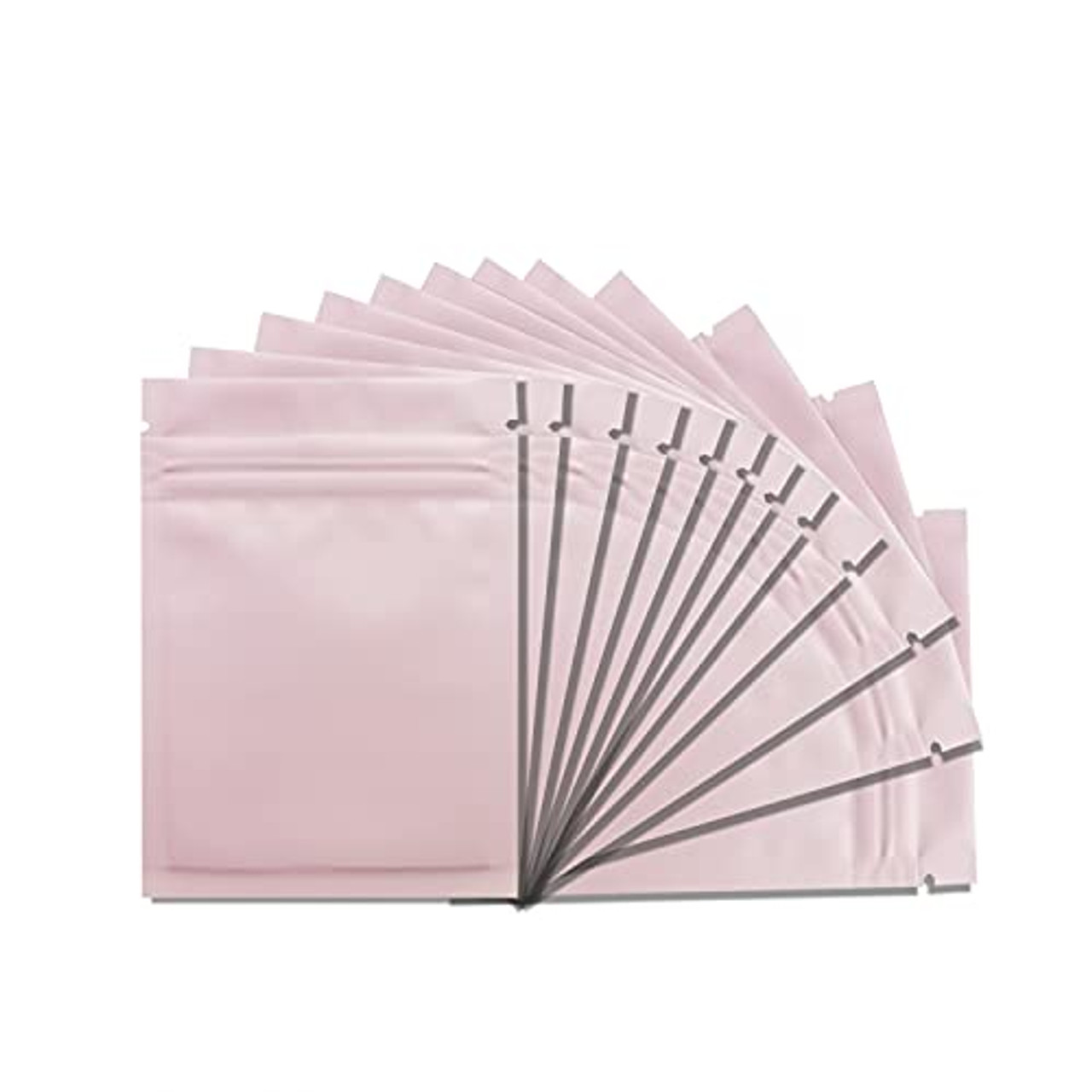 100 Pack Mylar Bags - 4 6 Inch Resealable Smell Proof Bags Foil Pouch Flat with Front Window Pink