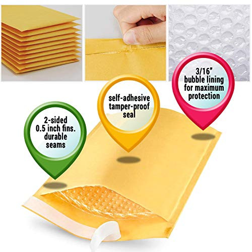 100 # 00 5 X 10 Kraft Bubble Mailers Padded Envelopes # 00 - Foto 6