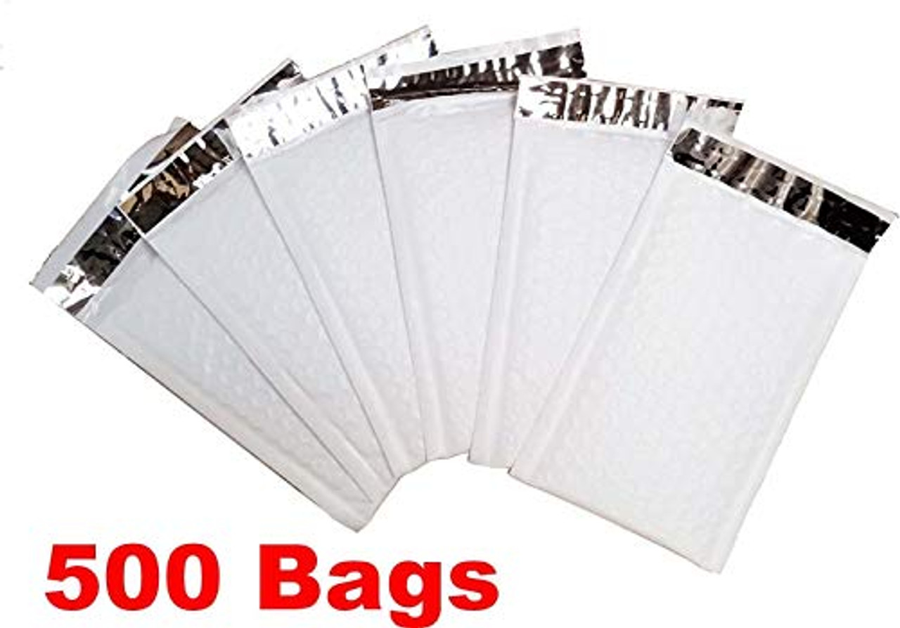 4x8 Poly Bubble Mailers White Self Sealing Shipping Padded Envelopes  Size#000 case:500