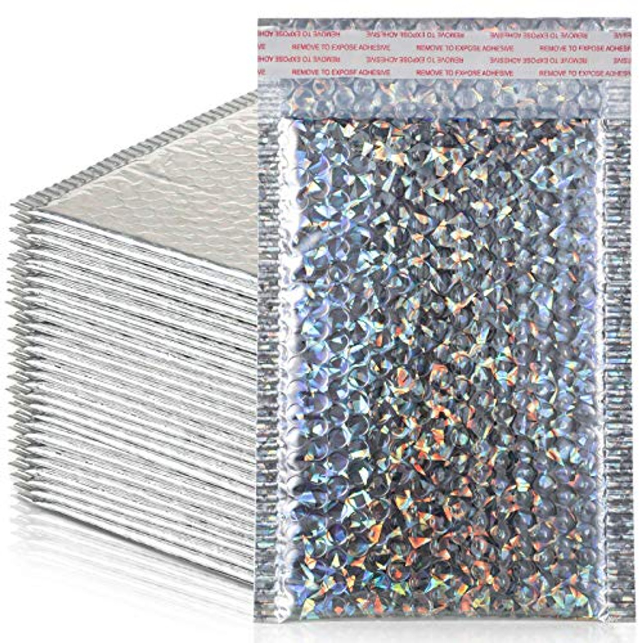 12.76 x 9.06 Silver Metallic Gloss Foil Bubble Mailers Peel & Seal