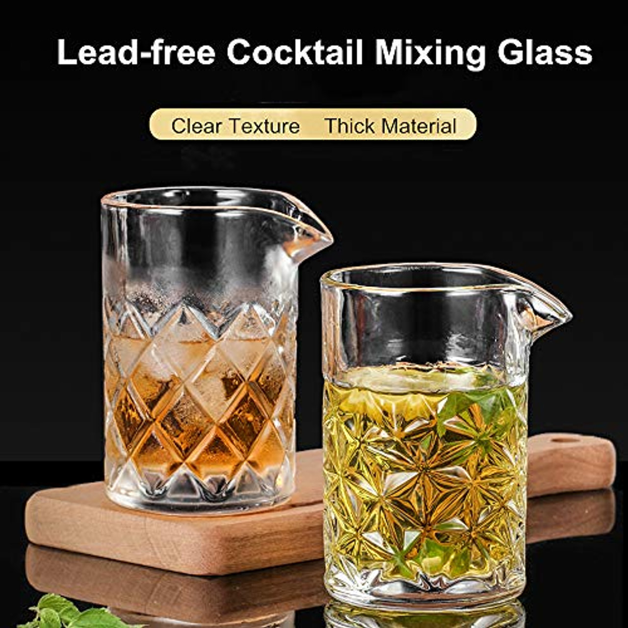Cocktail Mixing Glass - Bar Mixer Pitcher for Stirred Drink - Seamless and  Handcrafted of Crystal Glass, 550ml / 18-ounce