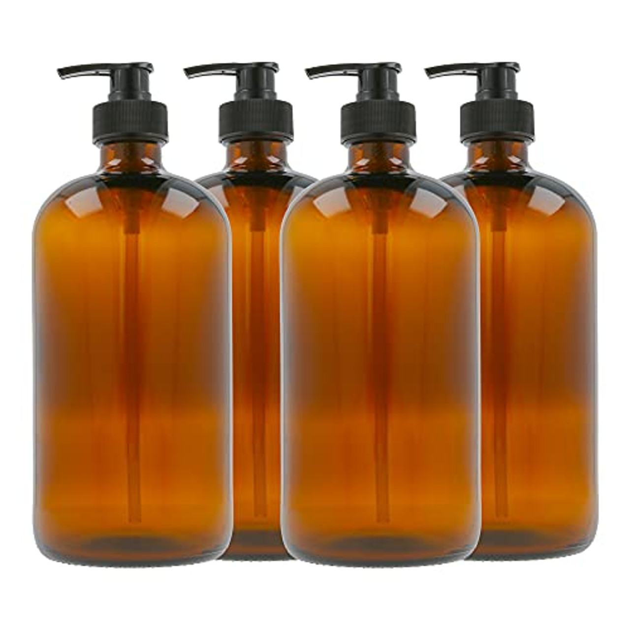 BULK BUY 500ml Plastic Sirop Amber Bottle with Smooth Black Pump 1