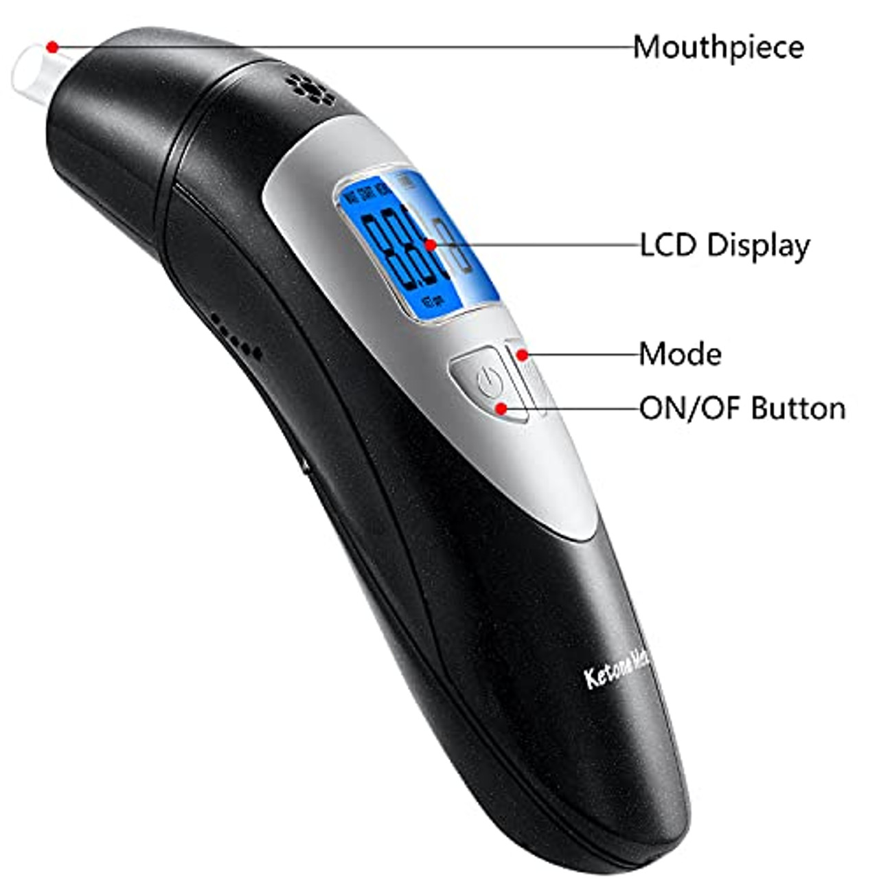 Ketone Breath Tester, Ketosis Meter, Keto Breathalyzer with 10pc  Mouthpieces(mmol/L Display Units)