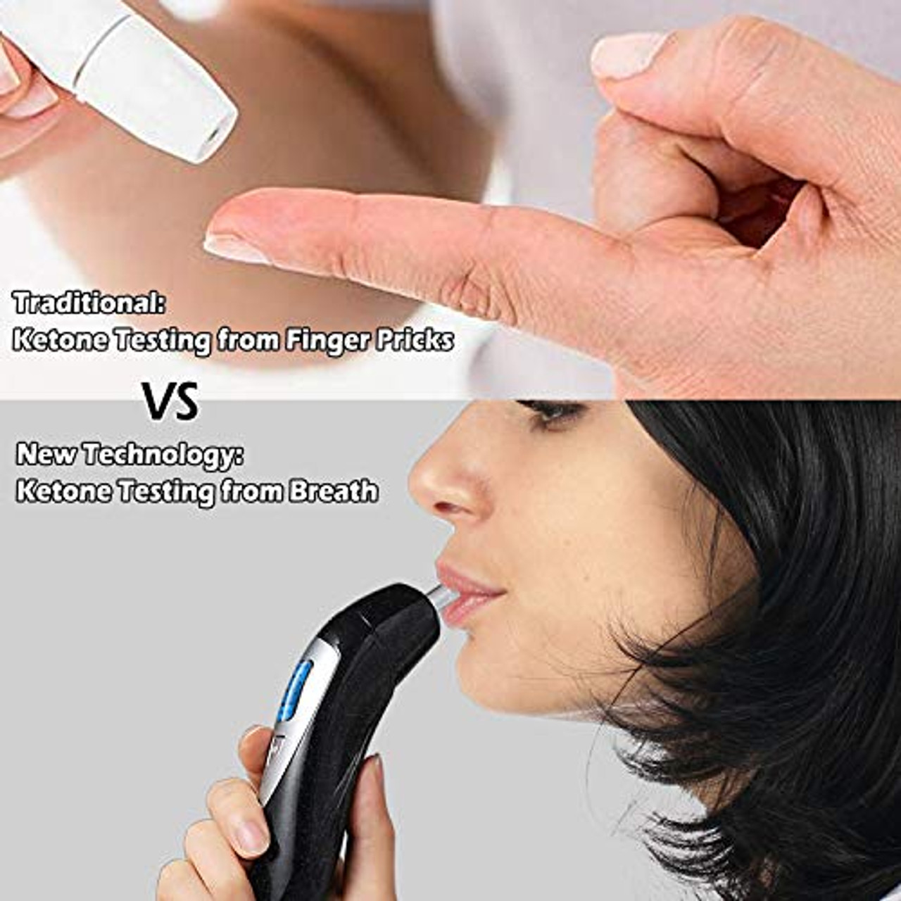 Portable Ketone Meter, Ketone Breath Analyzer Digital Ketone Breath Tester  for Ketosis Testing with 10 Mouthpieces