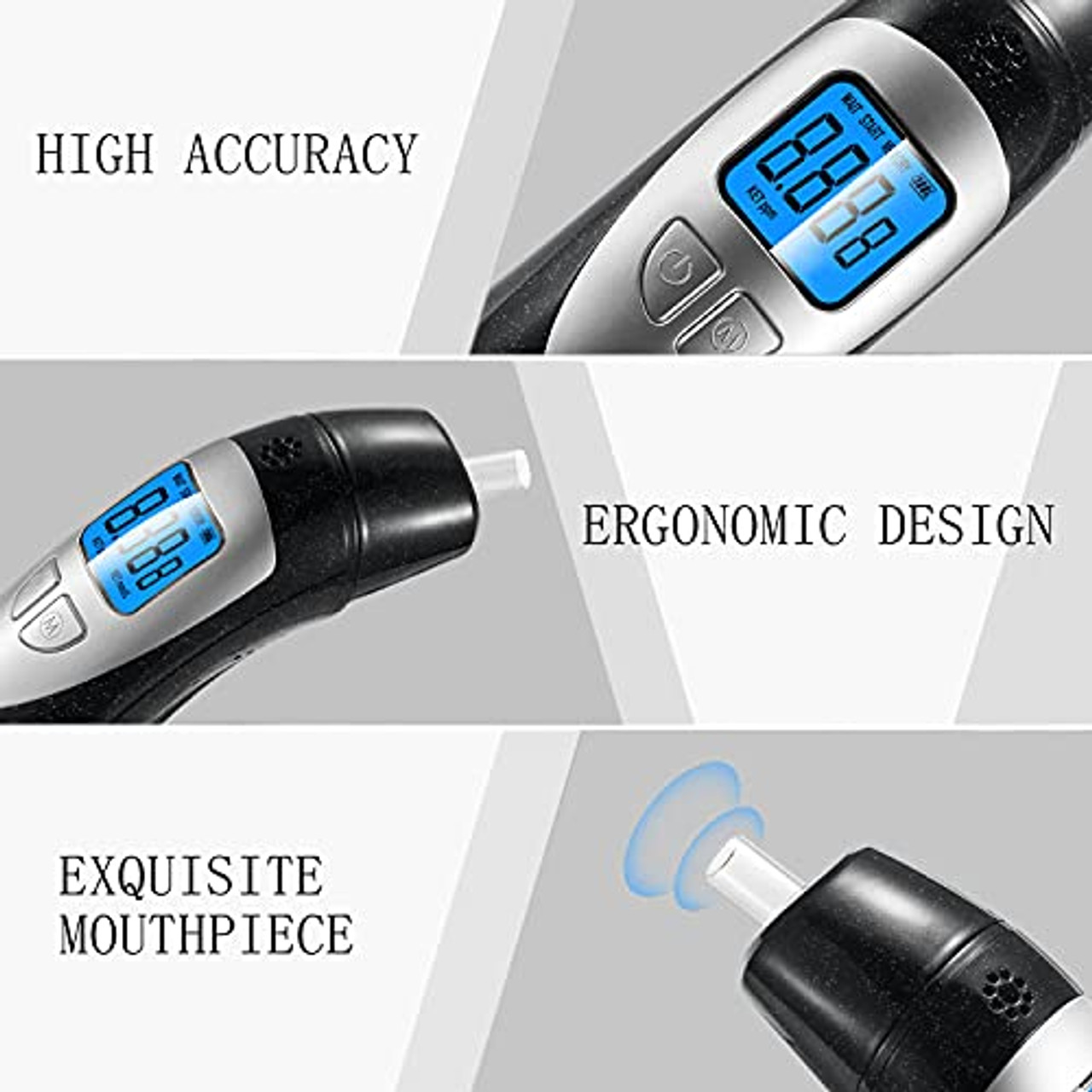 Portable Ketone Meter, Ketone Breath Analyzer Digital Ketone Breath Tester  for Ketosis Testing with 10 Mouthpieces