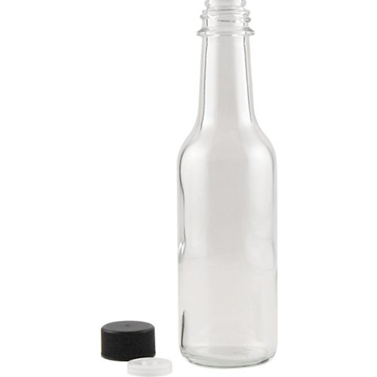 Clear glass woozy bottles with shrink capsules