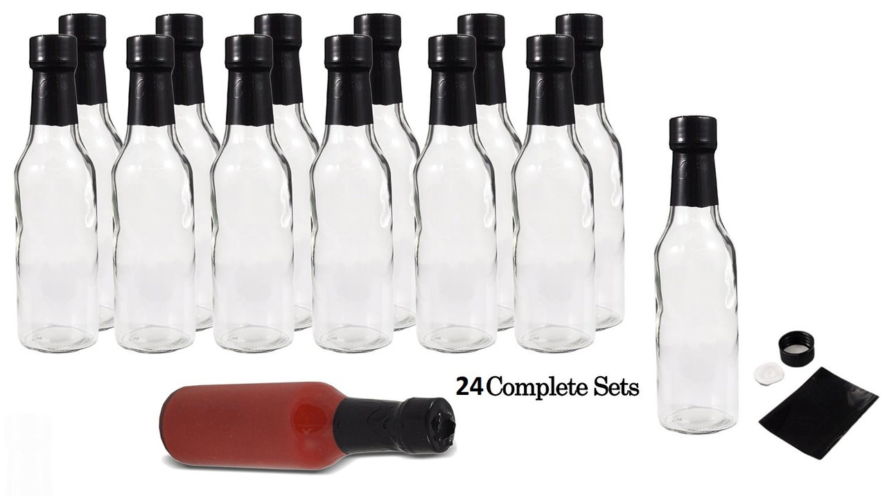 5oz (150ml) Flint (Clear) Glass Woozy Sauce Bottle Round - 24-490 Neck