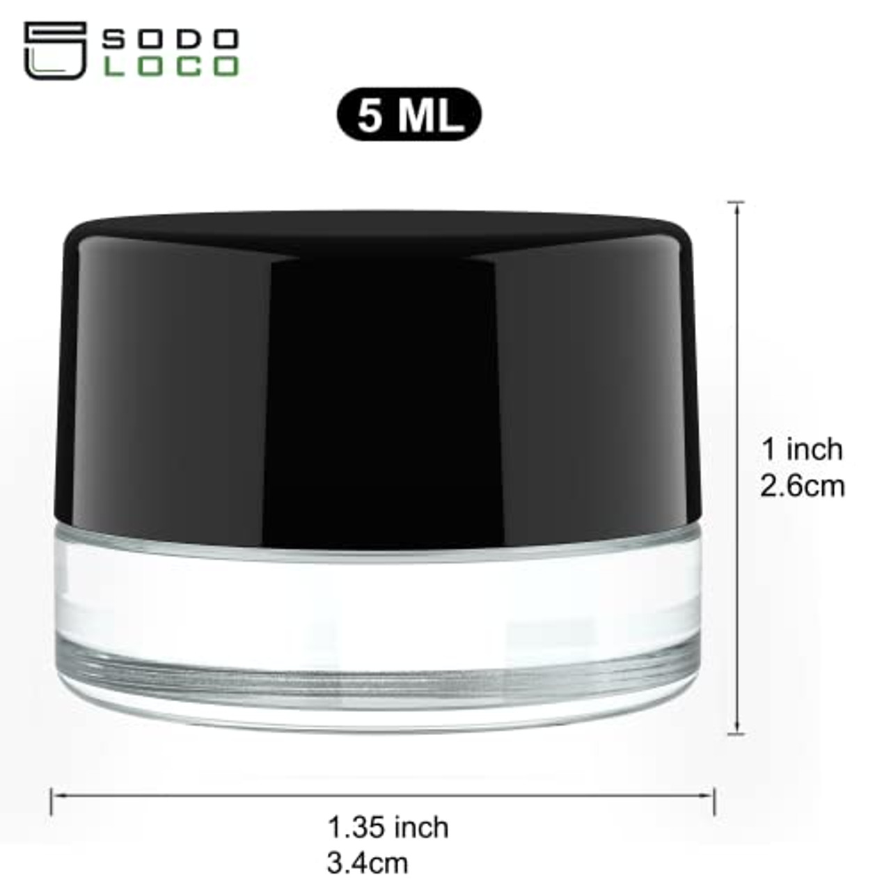 200 Pack) 5ml Thick Glass Containers with Black Lids - Concentrate Jars for  Oil, Lip Balm, Wax, Cosmetics