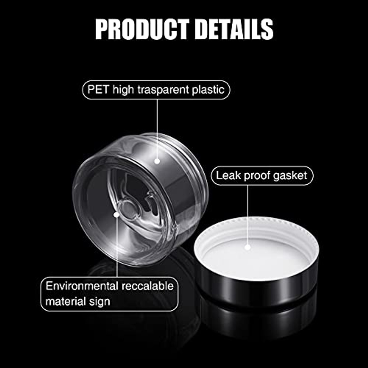 16 Pieces 60 ml/ 2 oz Round Clear Leak Proof Plastic Container Jars with  Lids Plastic Slime Jars Empty Slime Storage Containers Refillable Storage  Favor Jars for Travel Cosmetic Lotion Creams (White)