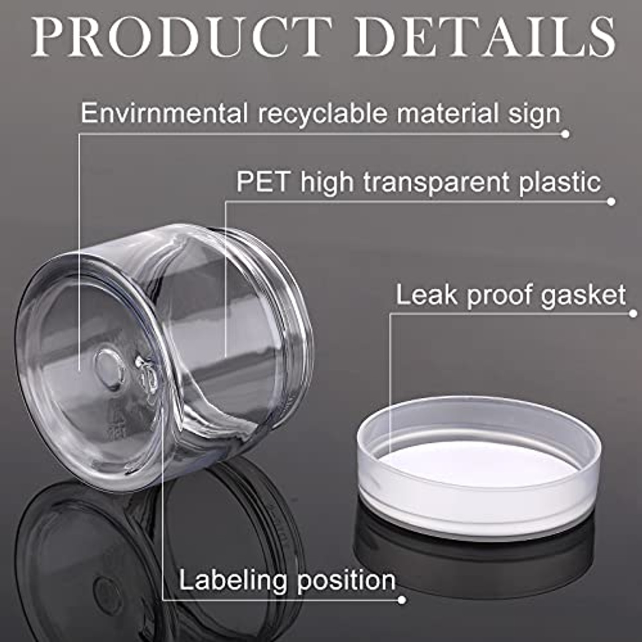 16 Pieces 60 ml/ 2 oz Round Clear Leak Proof Plastic Container Jars with  Lids Plastic Slime Jars Empty Slime Storage Containers Refillable Storage  Favor Jars for Travel Cosmetic Lotion Creams (Silver)