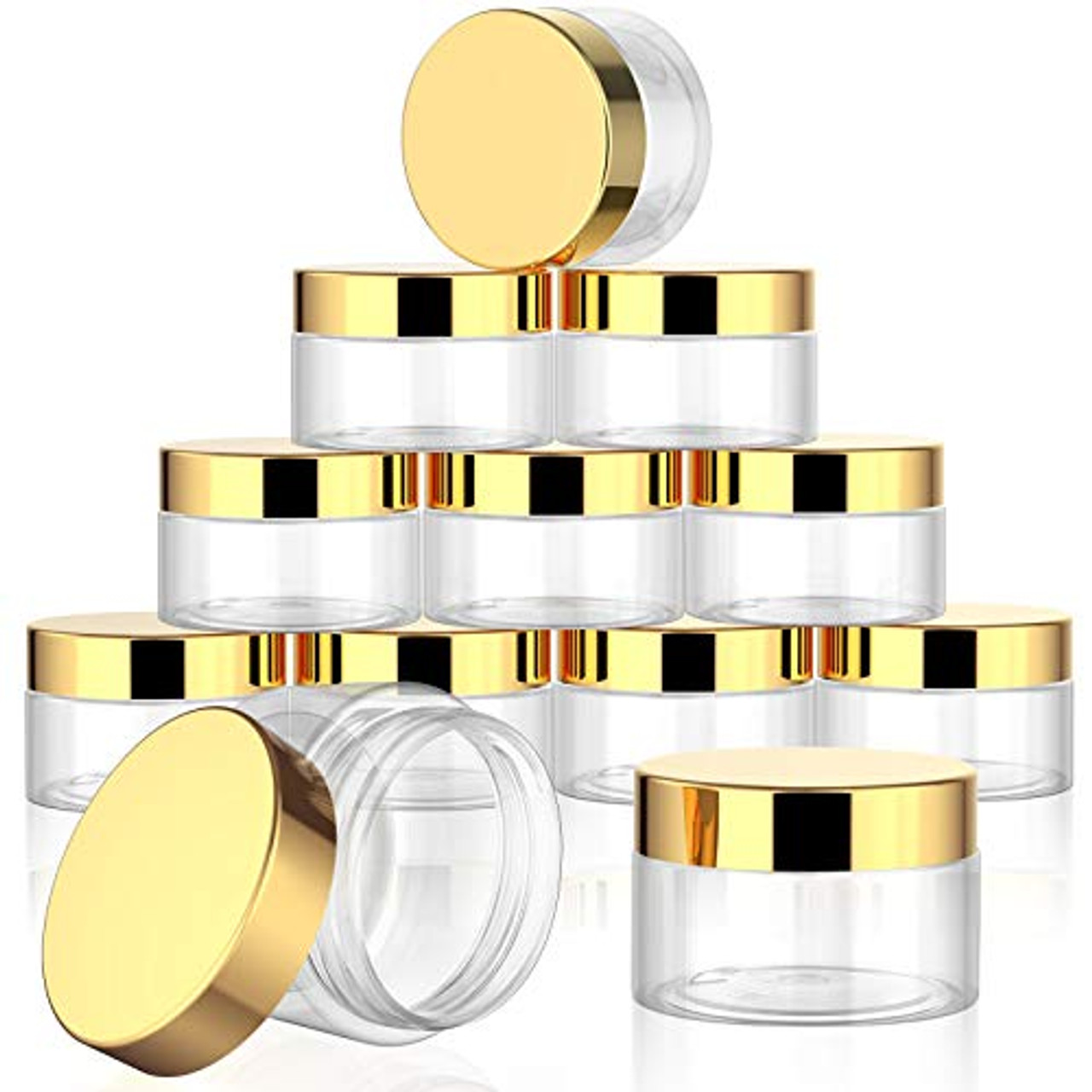 12 Pack Small Plastic Containers with Lids Clear Plastic Favor Storage Jars  Wide Mouth for Beauty Products (3 Ounce, White)