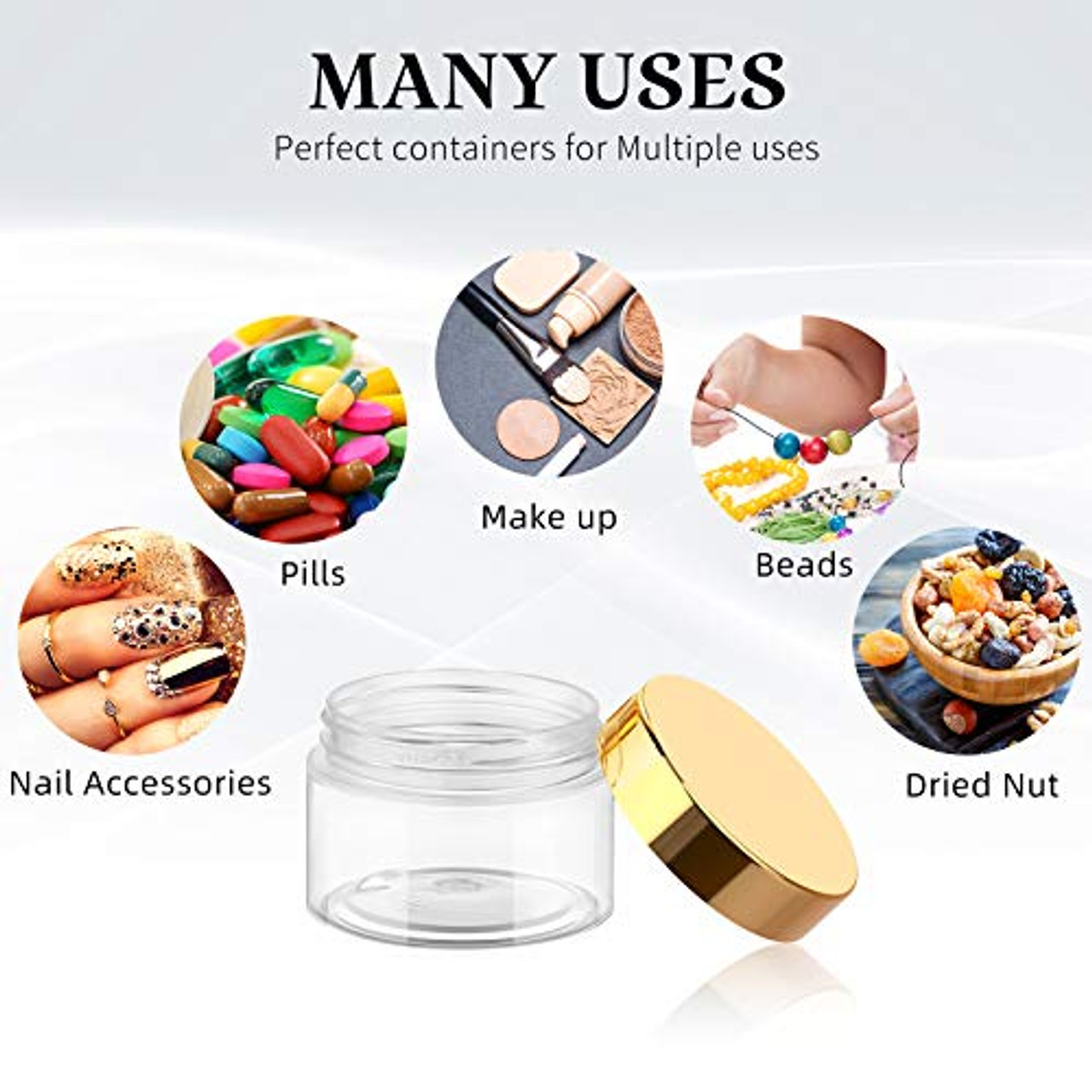 12 Pack Small Plastic Containers with Lids Clear Plastic Favor Storage Jars  Wide Mouth for Beauty Products (2 Ounce, Clear)
