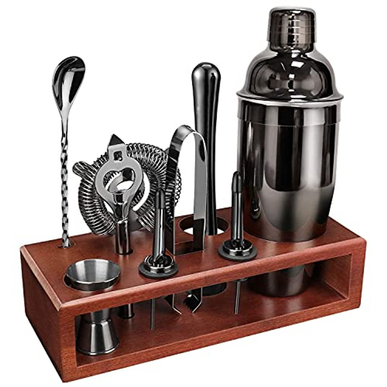 Cocktail Shaker Set Bartender Kit with Stand Black 24 OZ for