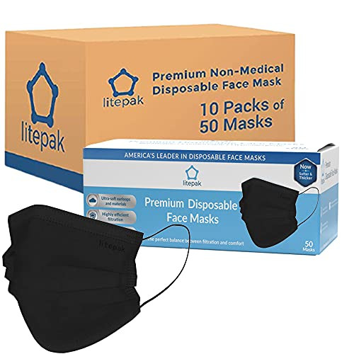 Litepak 500pcs Premium Disposable Face Mask SOFT 3ply Nose Wire