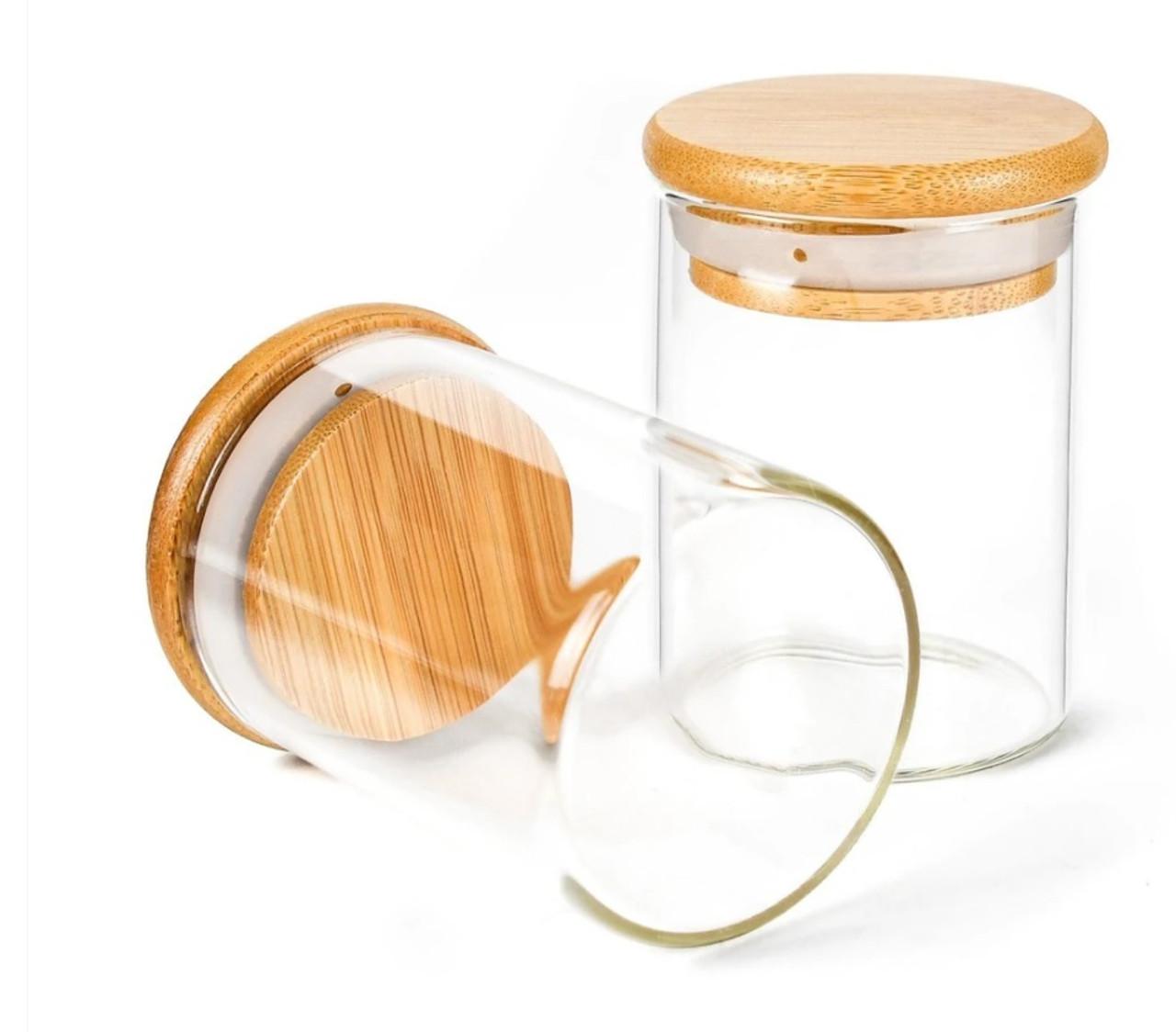 10oz Wooden Lid Suction Glass Jar (80 Jars per Case)