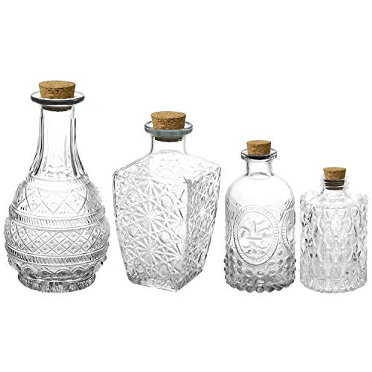 12 Pack Clear 6 Oz Glass Bottles with Cork Lids, Tiny Vintage