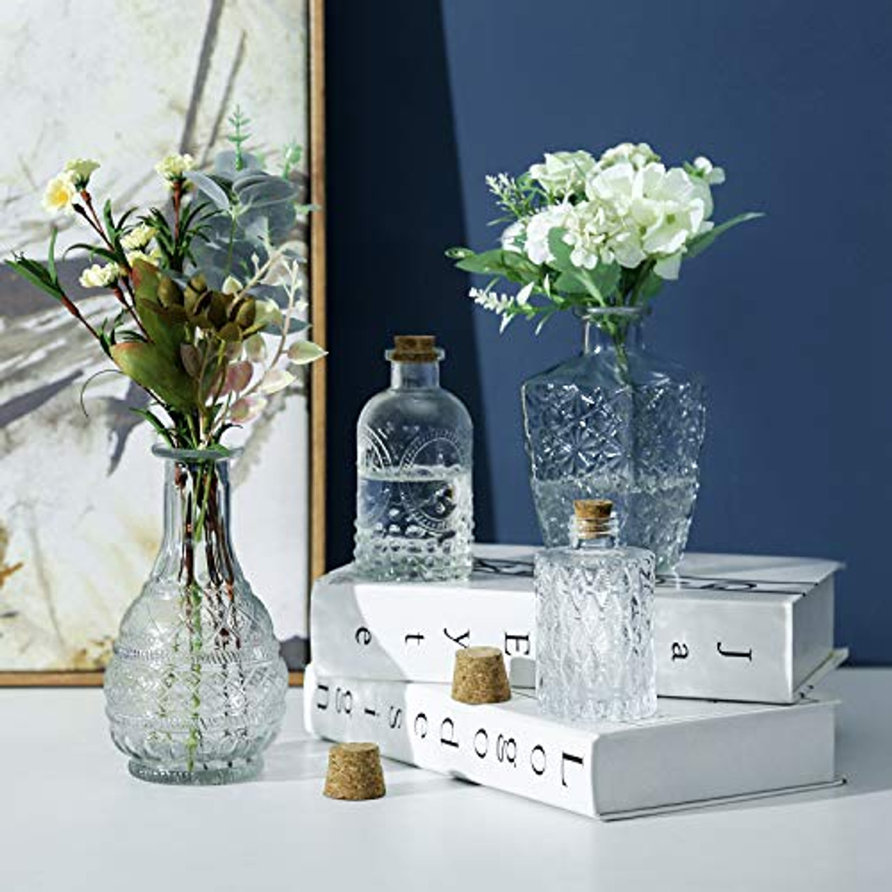 Set Of 2 Large Decorative Clear Glass Vases - Set A