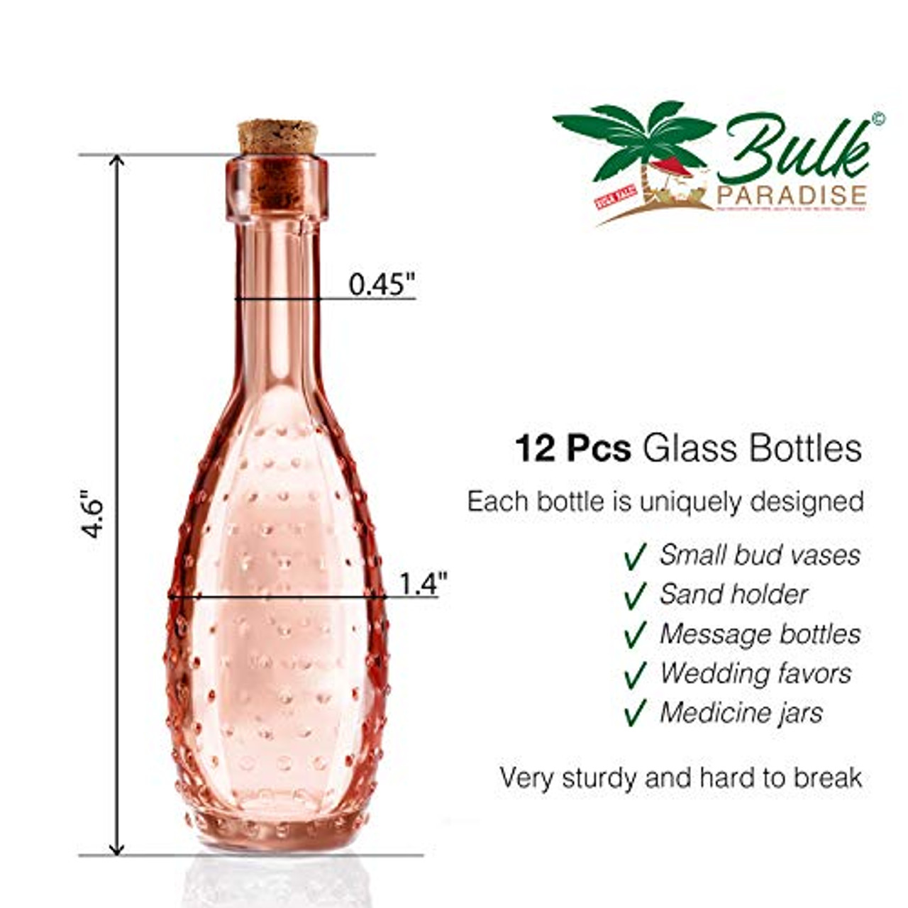 BULK PARADISE Assorted Clear Glass Bottles with Corks, 6 Pack, 2.5