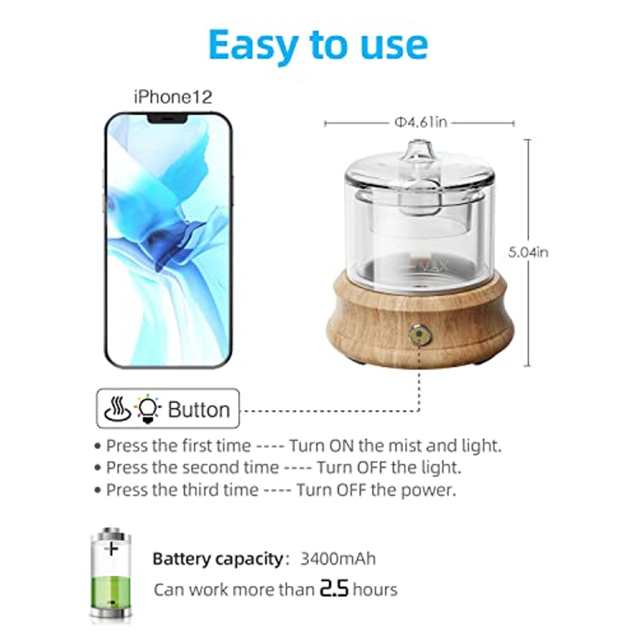 2023 Summer Home and Kitchen Gadgets Savings Clearance! Wjsxc USB Essential Oil Diffuser, Cool Mist Humidifier with Flame Lamp 3 Light Modes for Home