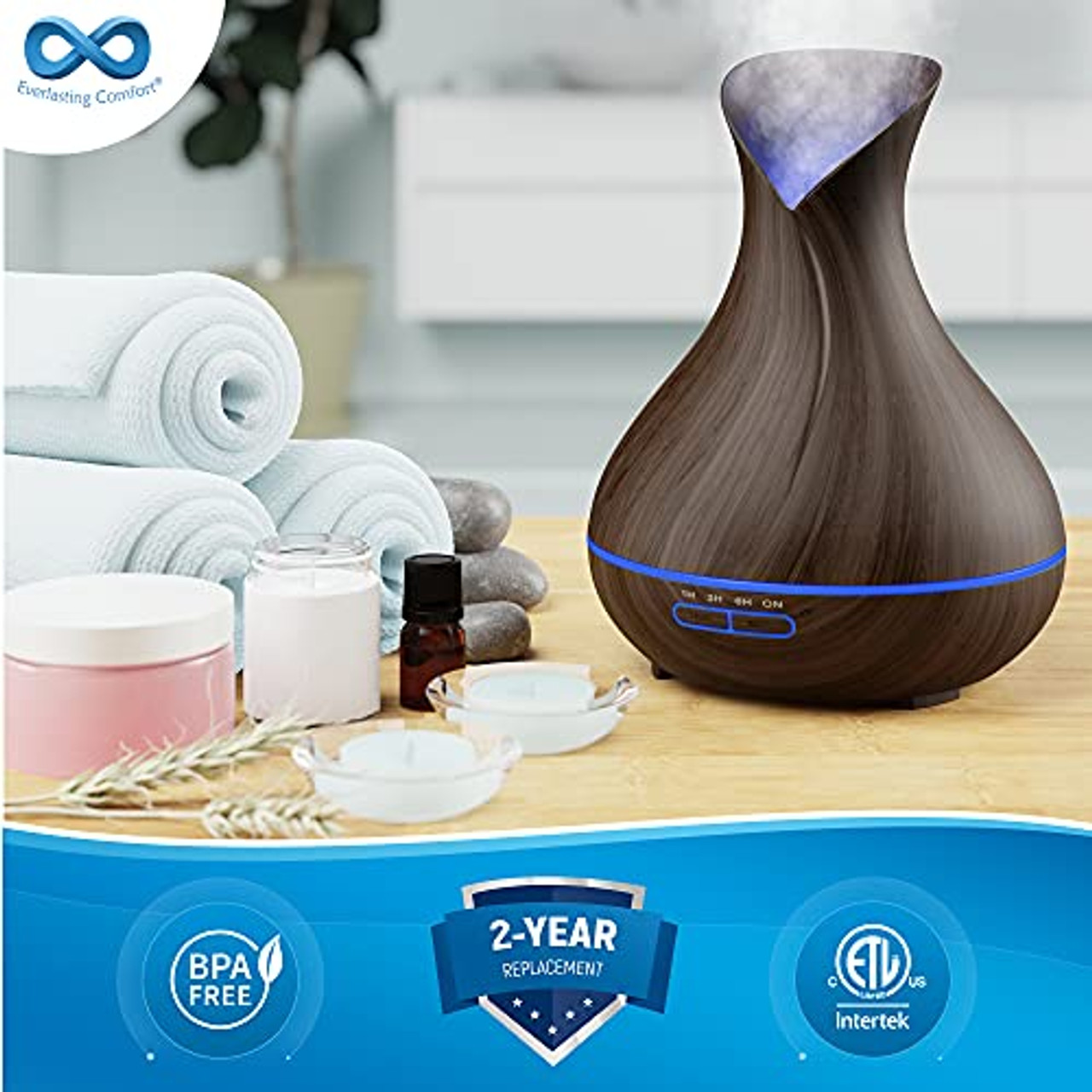 Essential Oil Diffuser Aromatherapy Humidifier: Air Mist Vaporizer for Room  - White Ceramic Aroma Infuser for Home