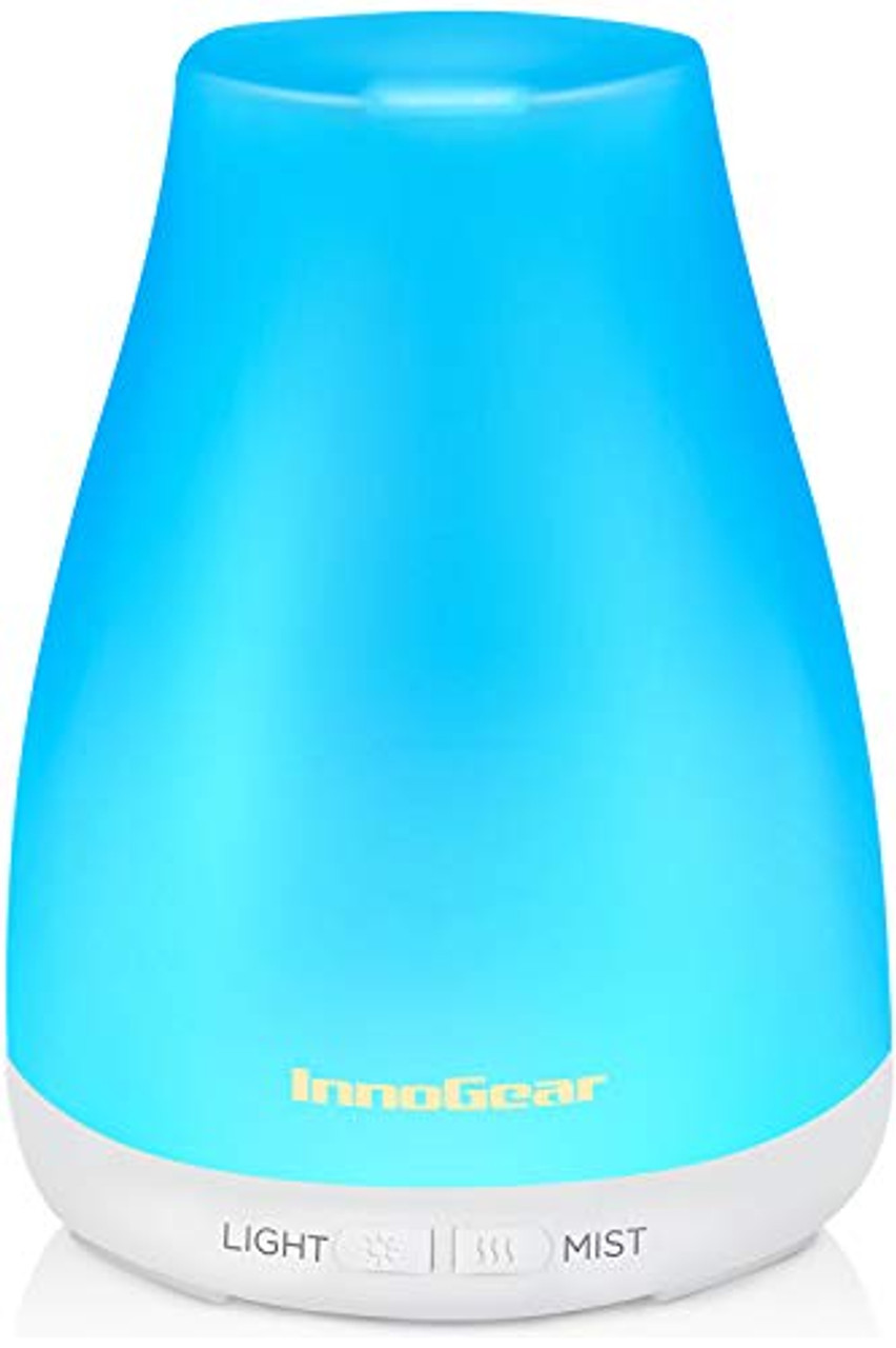 InnoGear Essential Oil Diffuser, Upgraded Diffusers for Essential Oils  Aromatherapy Diffuser Cool Mist Humidifier with 7 Colors Lights 2 Mist Mode  Waterless Auto Off for Home Office Room, Basic White