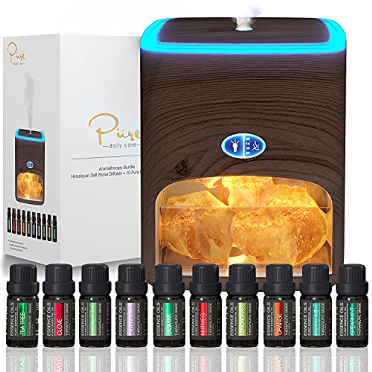 Ultimate Aromatherapy Diffuser & Essential Oil Set - Ultrasonic Diffuser & Top 10 Essential Oils - 300ml Diffuser with 4 Timer & 7 Ambient Light
