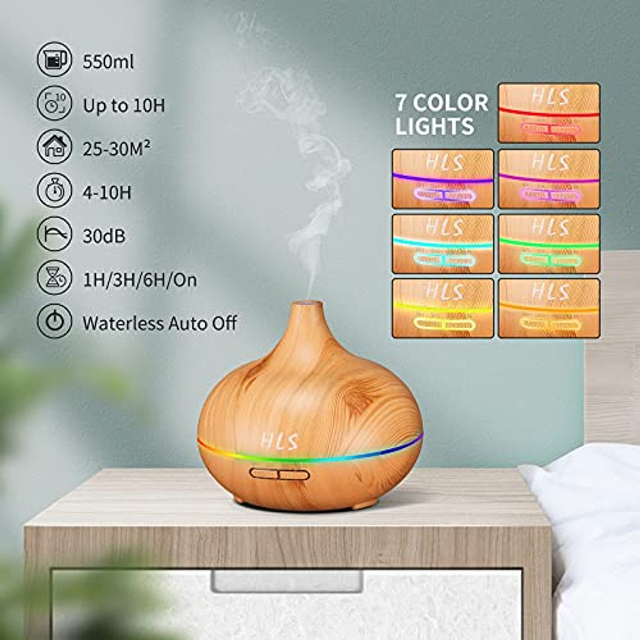 Essential Oil Diffuser, 300ml Oil Diffuser with 4 Timer, Aromatherapy  Diffuser with Auto Shut-Off Function, Cool Mist Humidifier BPA-Free for  Bedroom Home 