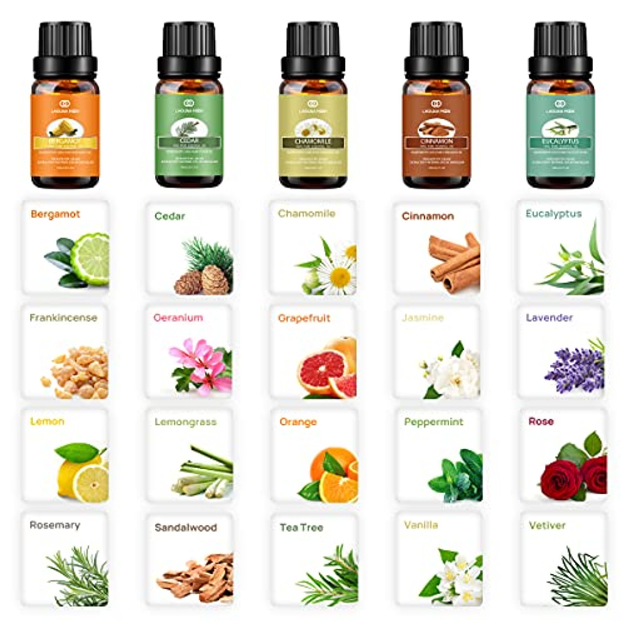 Lagunamoon Premium Essential Oils Set, 20 Pcs Pure Natural