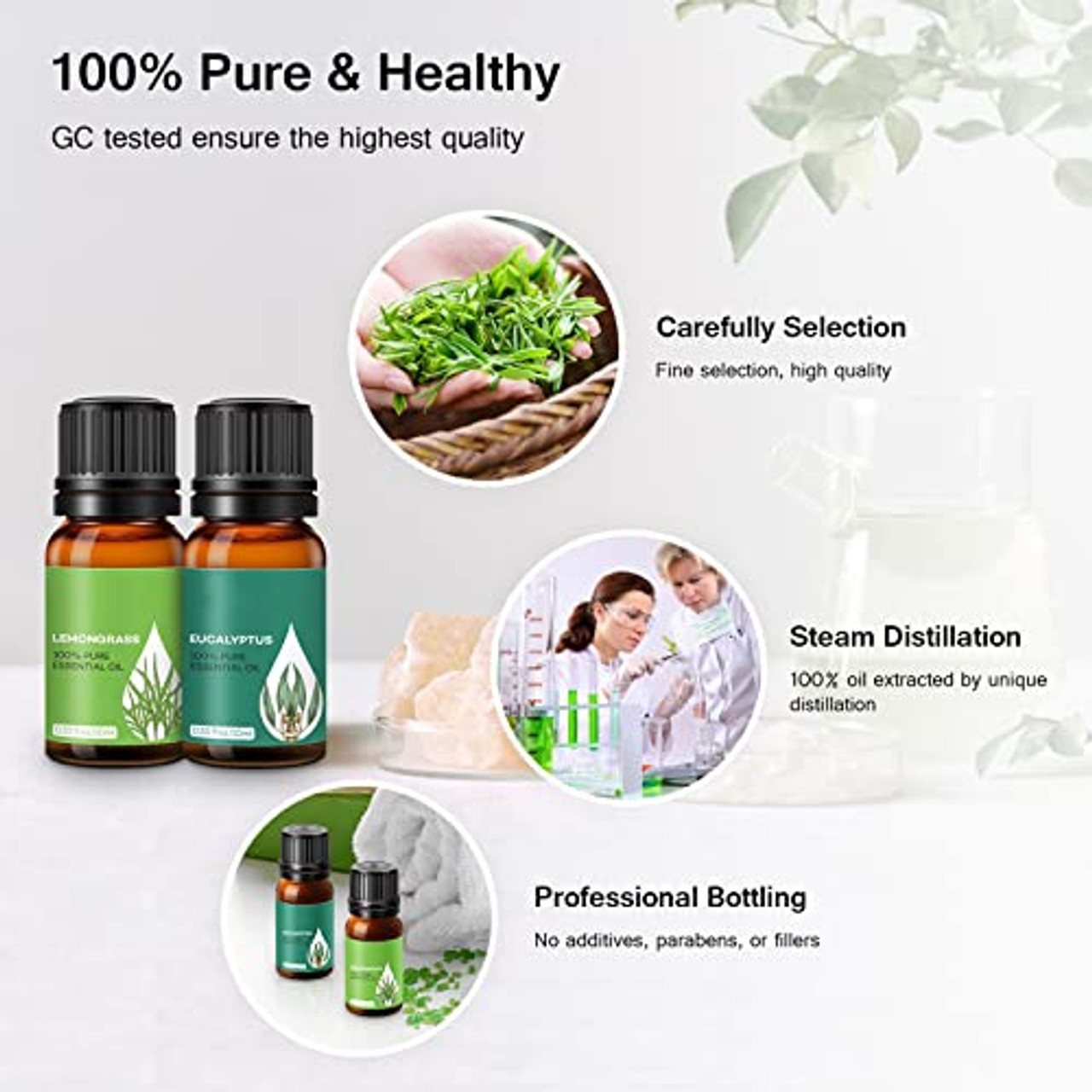 100% Pure Essential Natural Oils For Cosmetics, Diffuser, Aromatherapy,  Soap,- 10ML