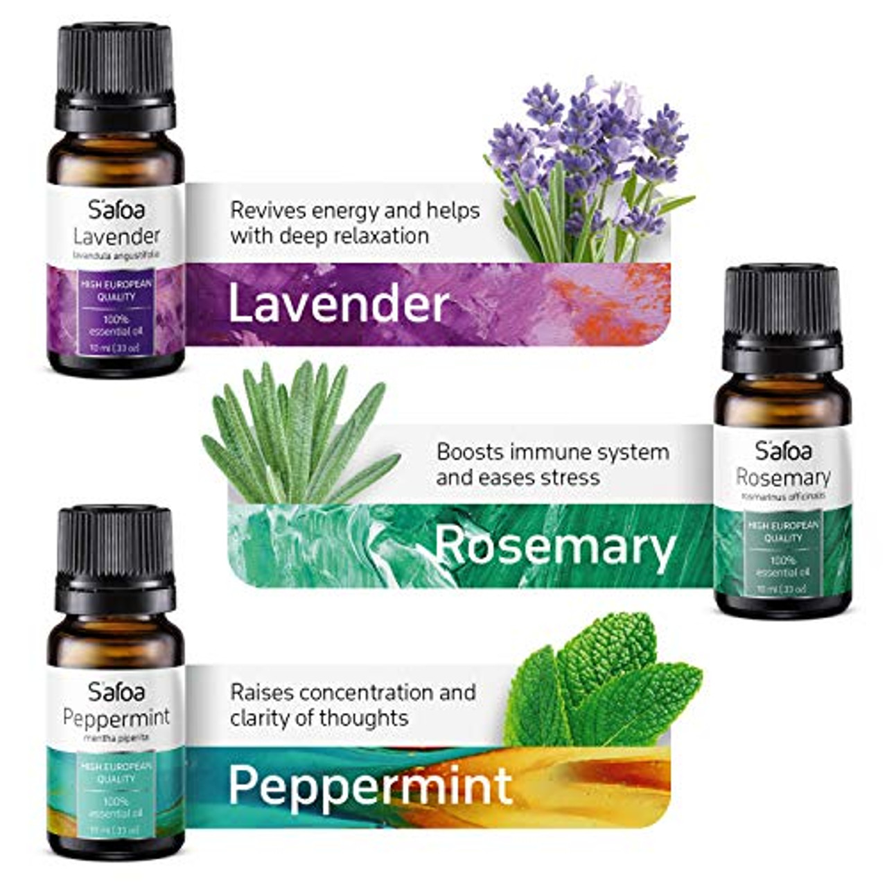 Essential Oils for Diffusers for Home - Set of 6 - Tea Tree, Rosemary,  Lavender, Peppermint, Orange, Eucalyptus 