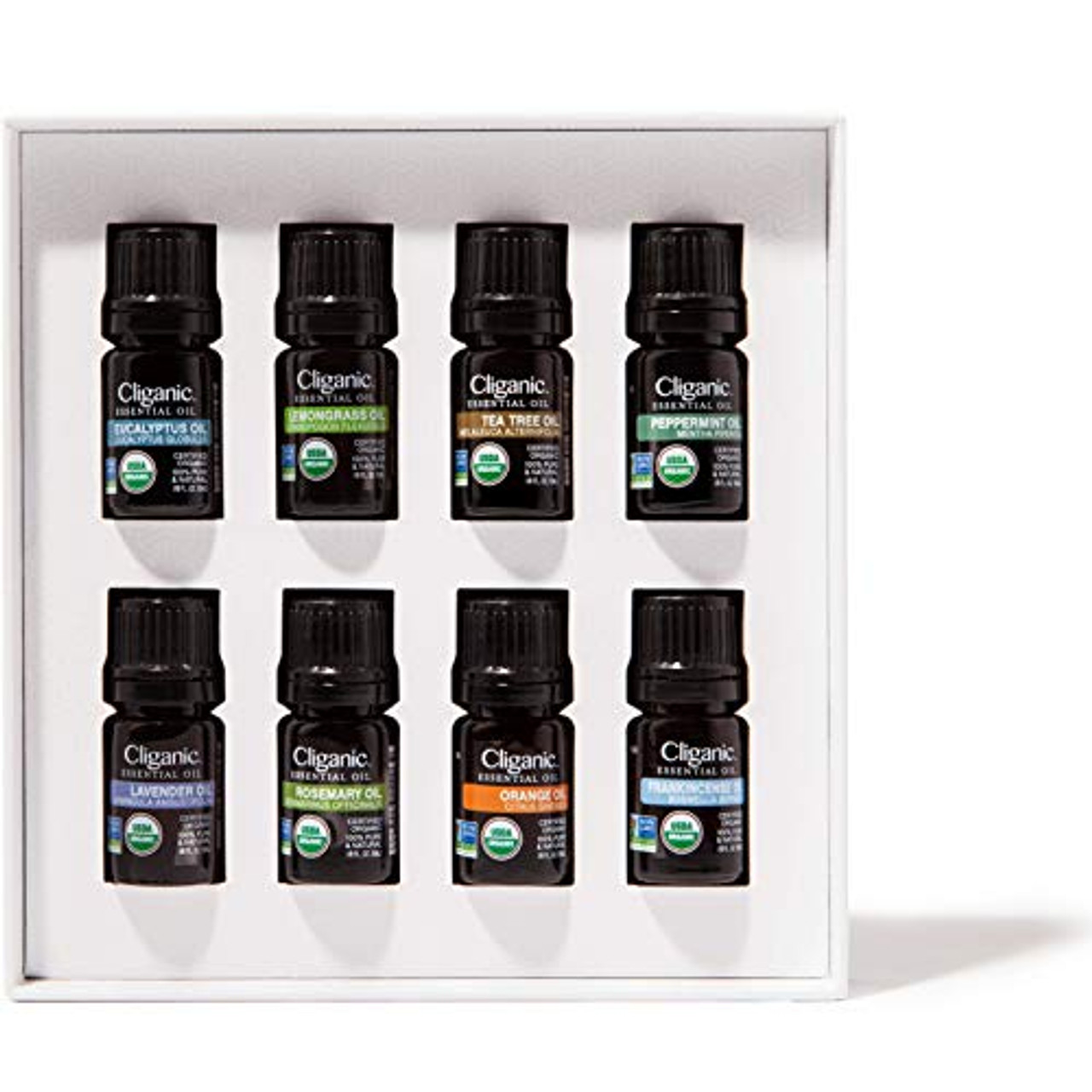 Cliganic Organic Essential Oils Set (Top 5 x 15ml) - 100% Pure Natural -  Aromatherapy, Candle Making - Peppermint, Lavender, Eucalyptus, Lemongrass  & Orange 