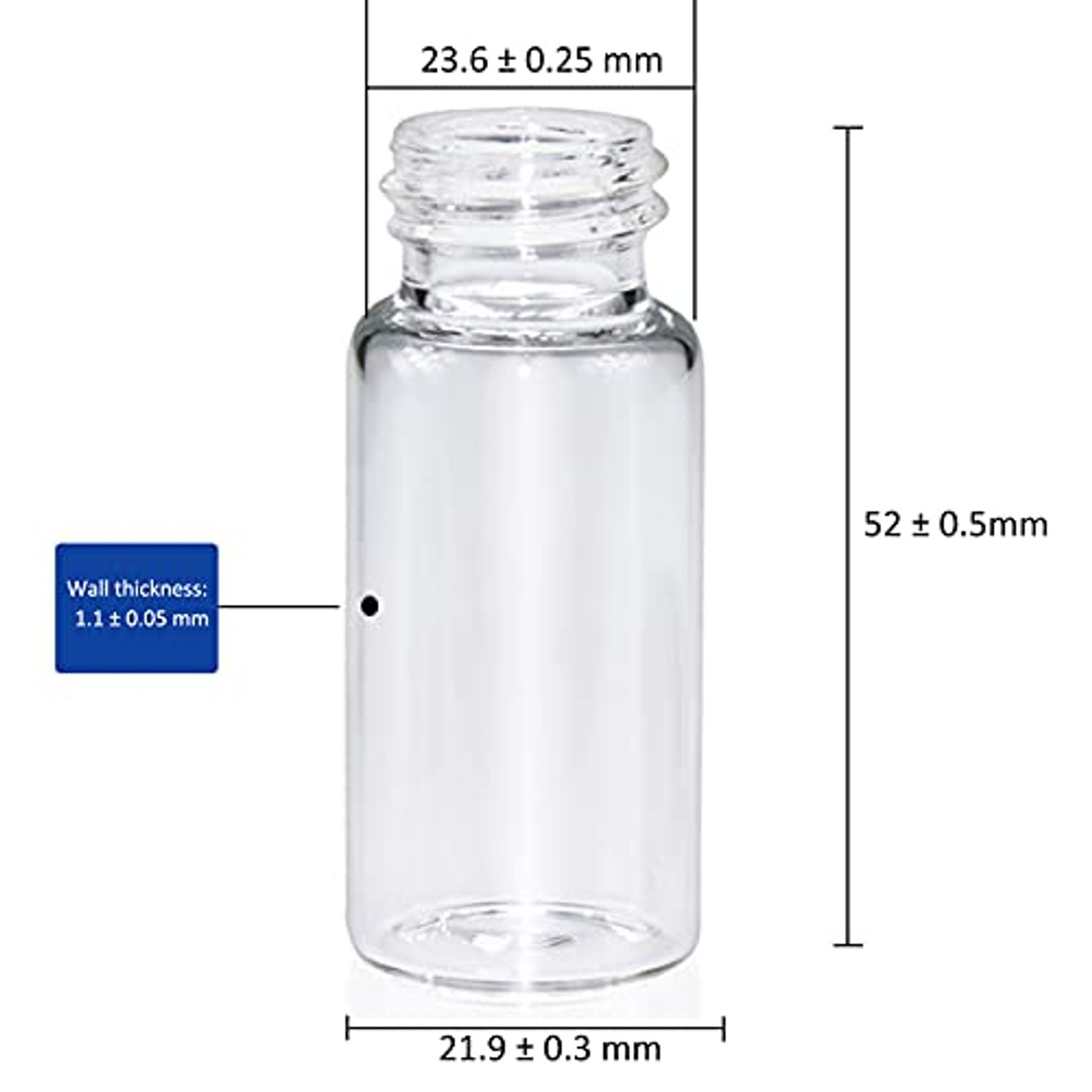 100PCS Lab Sample Vials 10ml Small Glass Bottle Mini Jars+Aluminum Crimp  Lid Top