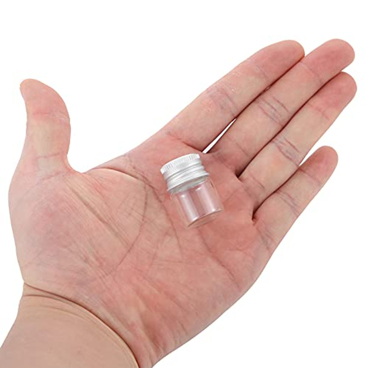 10ml Glass Vials with Screw Caps and Plastic Stoppers, Small Clear