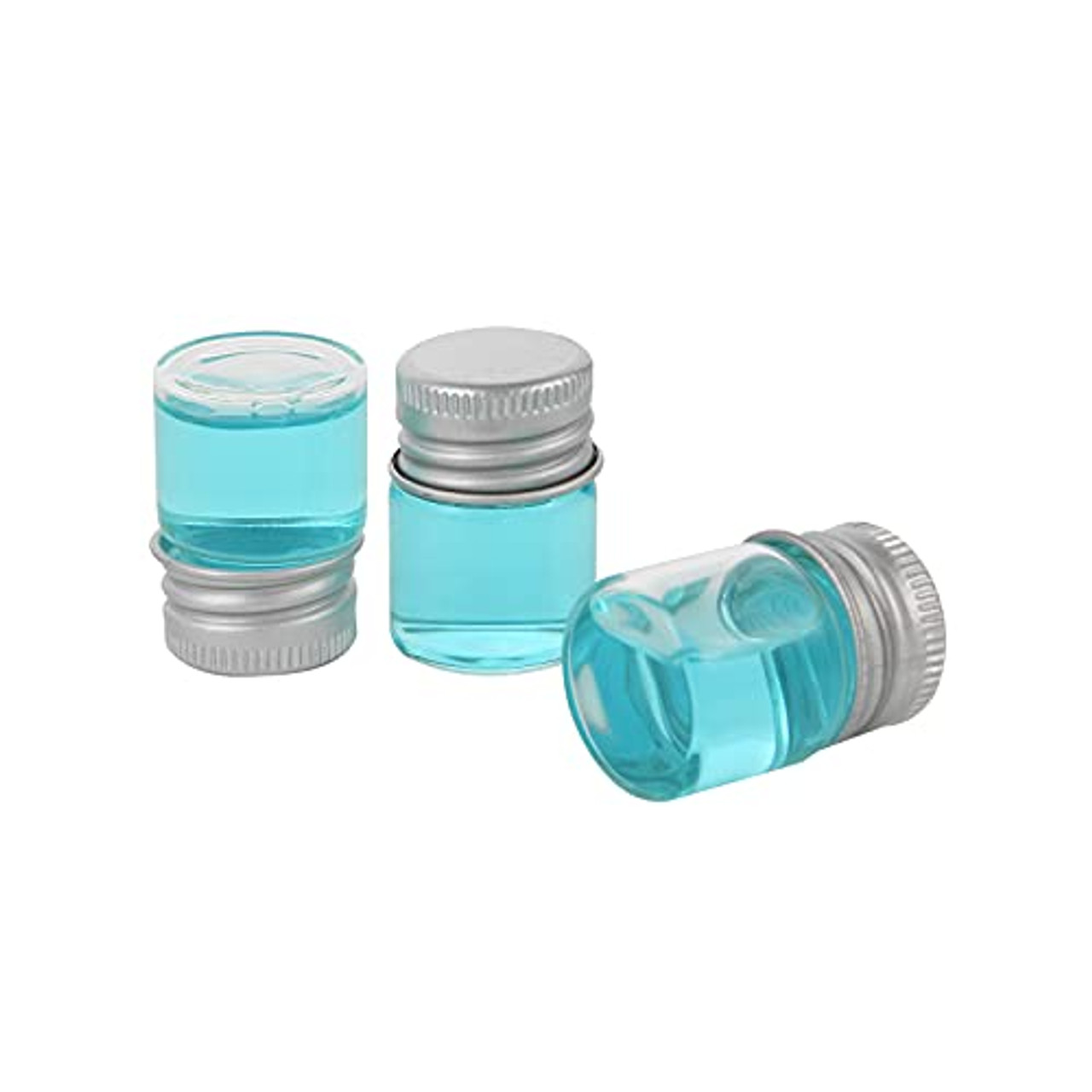 10ml Glass Sample Vials Liquid Clear Small with Screw Caps and Plastic  Plugs, Leak-Proof, 12PCS