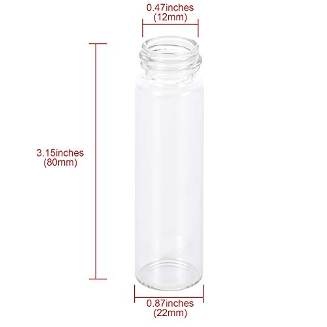 10ml Glass Sample Vials Liquid Clear Small with Screw Caps and Plastic  Plugs, Leak-Proof, 12PCS