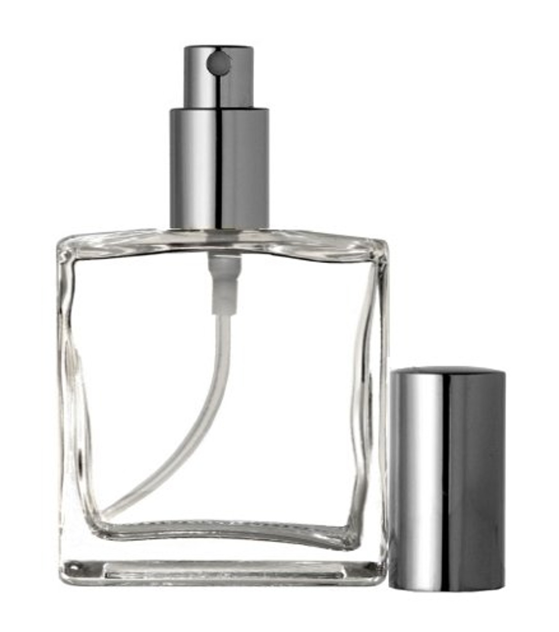 3.4 oz (100ml) Square Clear Glass Bottle