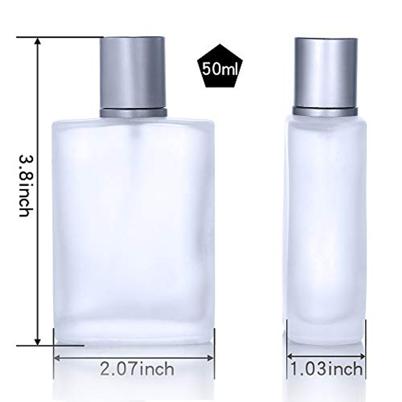 2 Pack 50ml/1.69 Oz Empty Frosted Glass Spray Bottles Perfume