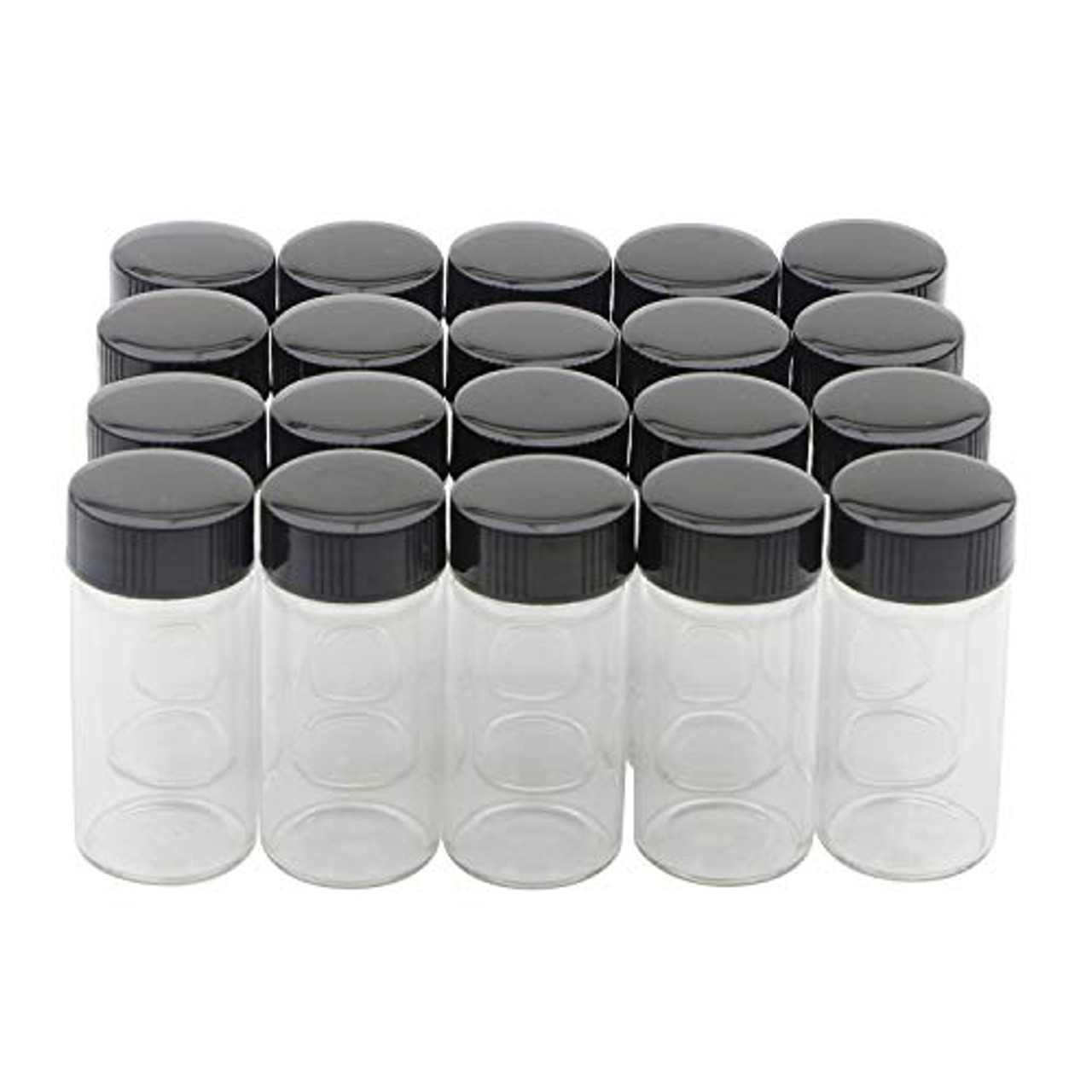 100pcs 1ml Empty Sample Vials Clear Glass Bottles with Plastic Lid Small Bottle 