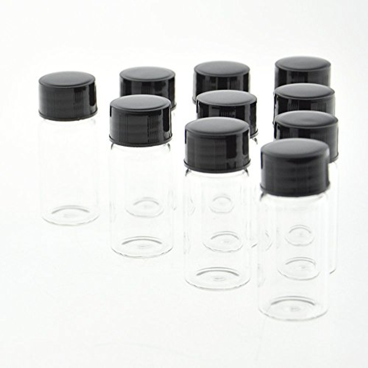Storage Vial, Clear Liquid Sampling Sample Glass Thread Bottles, Capacity  10ml (1/3 Oz) with 18-400 Black Screw cap, PE Liner, Pack of 100 by ALWSCI