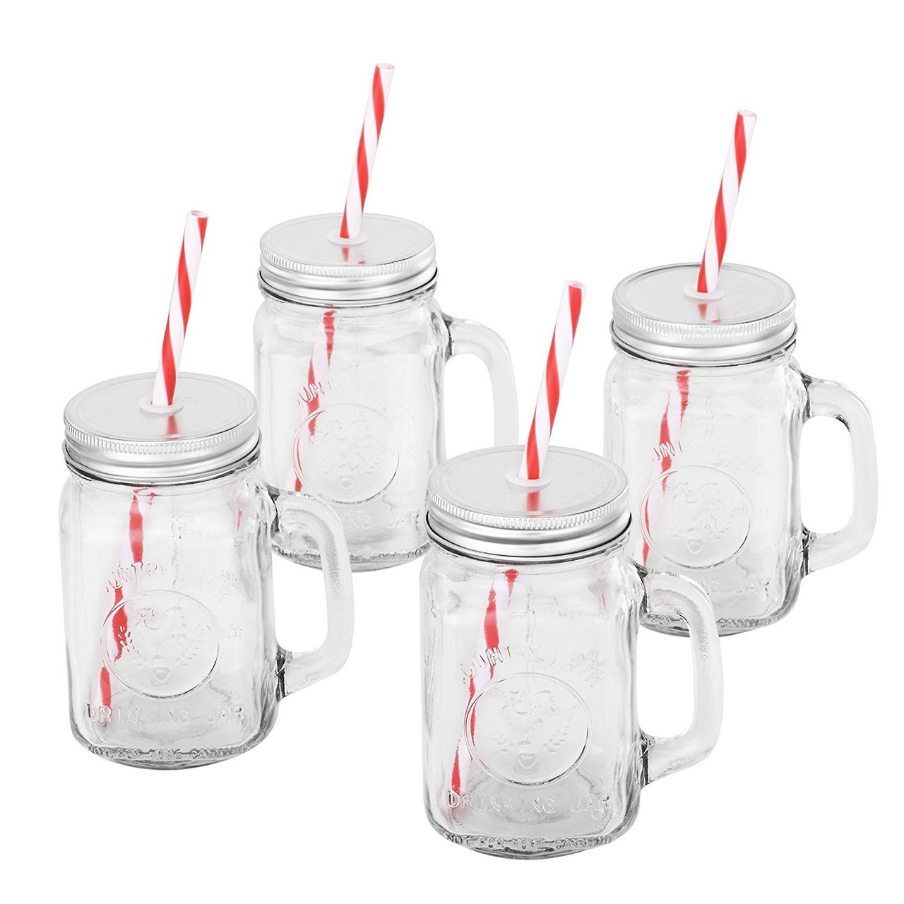 24) - Mason Jar 120ml Mugs - Set of 24 Glasses With Handles And