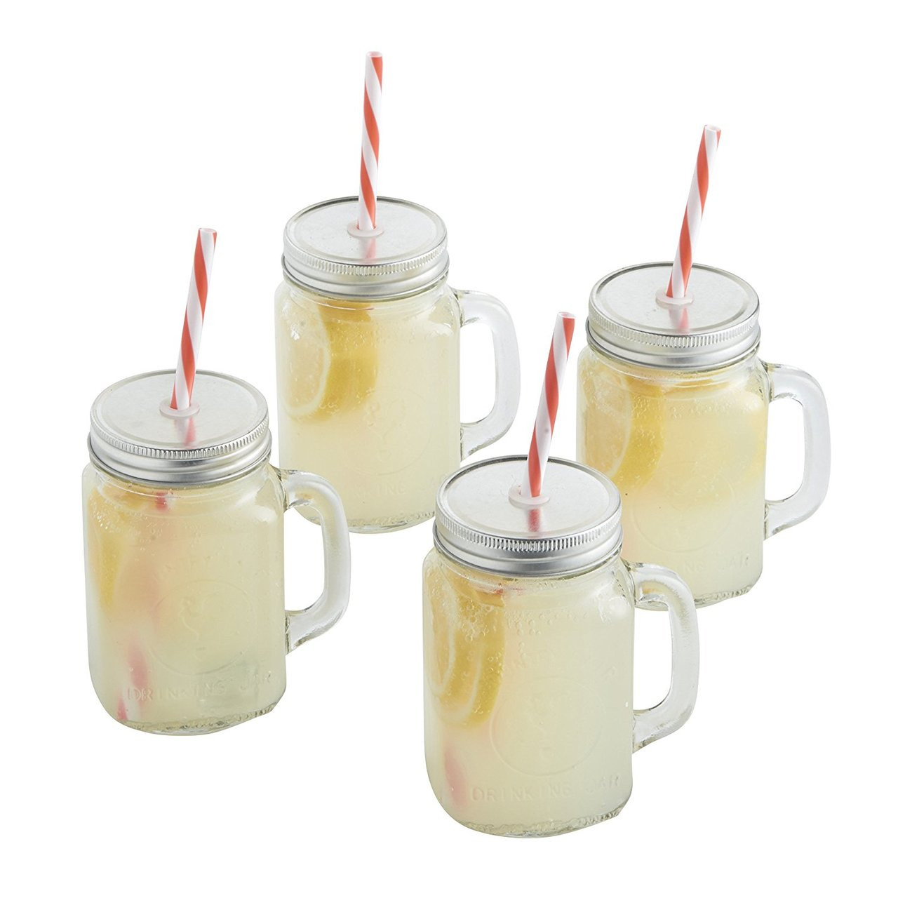16oz square mason glass jar mug with handle and straw for Juice