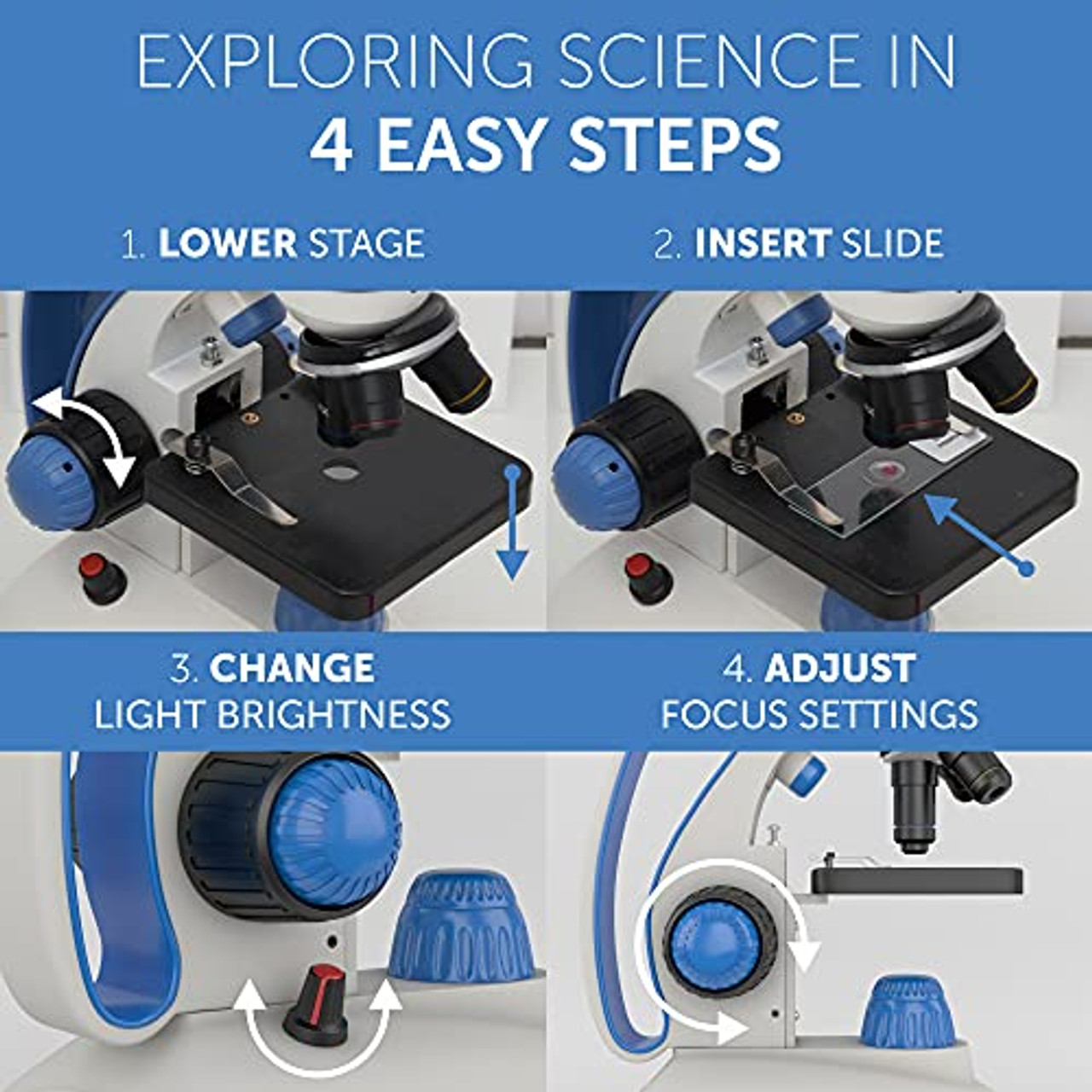 40X-1000X Microscope kit éducatif