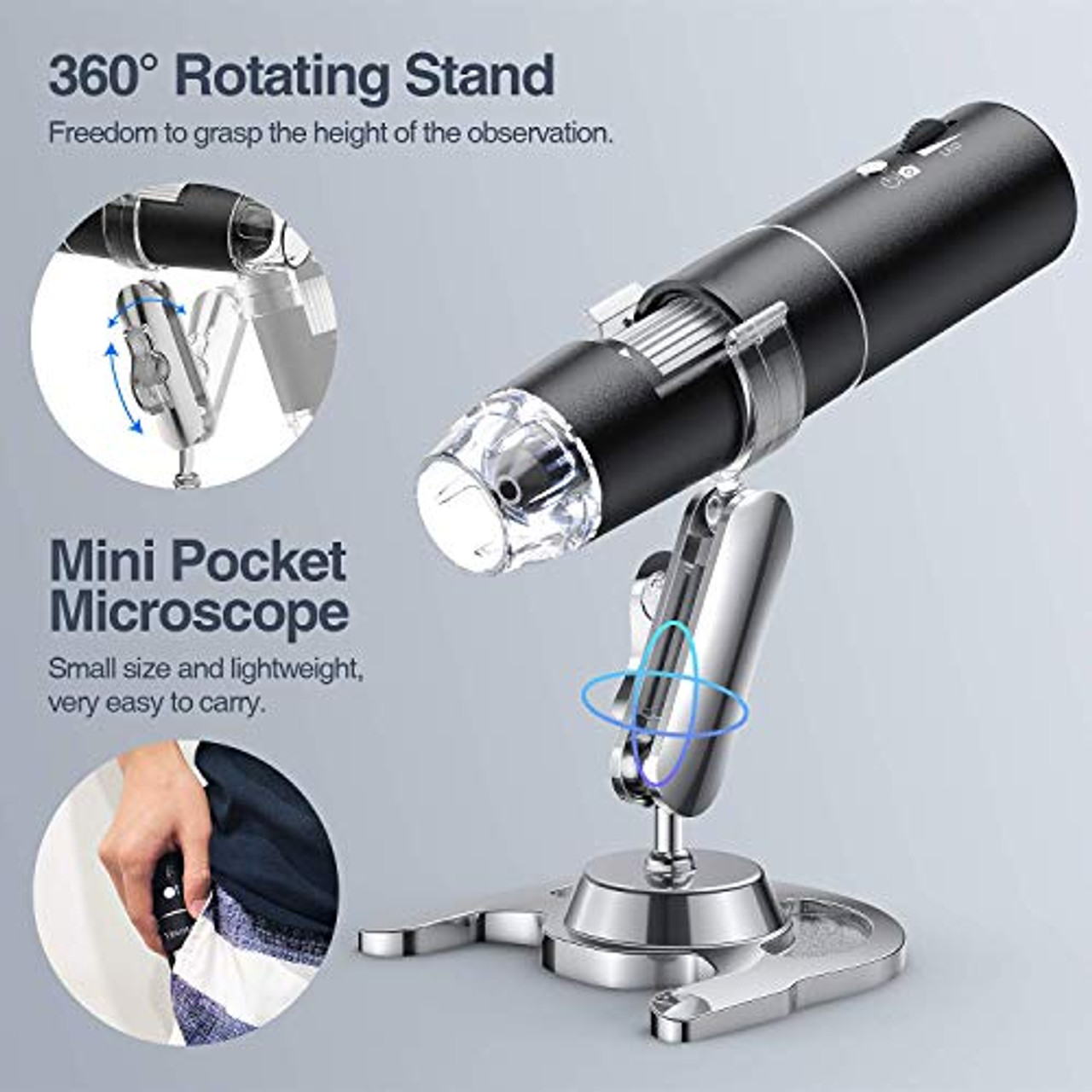 Wireless Digital Microscope, YINAMA 50X-1000X Magnification