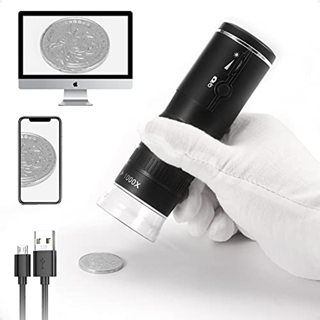 Microscope numérique sans fil, grossissement 50x-1000x, caméra de microscope  portable USB, mini microscope de poche pour enfants et adultes, pour  iPhone, iPad, téléphone Android, MacBook, PC Windows - K&F Concept