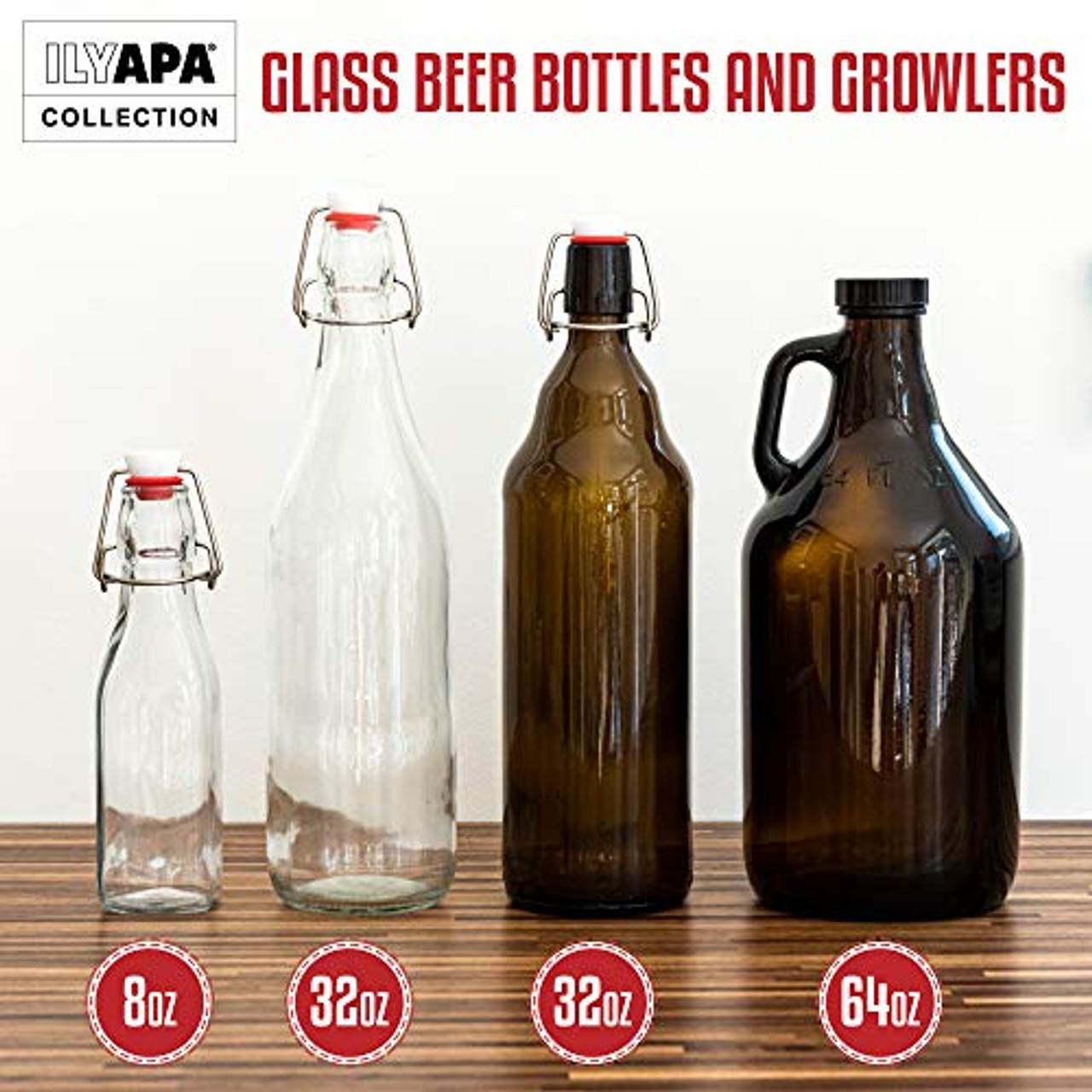 Ilyapa 12 oz Glass Juice Bottle Pack of 6 Drinking Bottles with 12