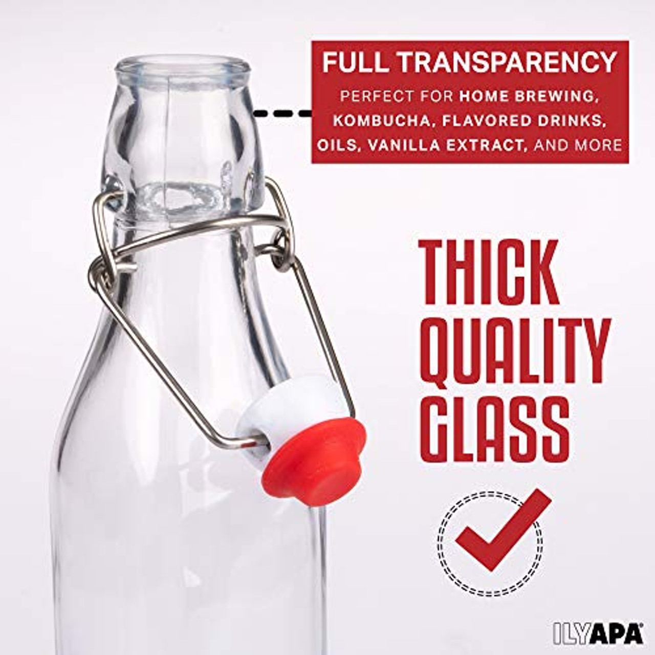 8 Ounce Clear Swing Top Glass Beer Bottles for Home Brewing - Carbonated  Drinks, Kombucha, Kefir, Soda