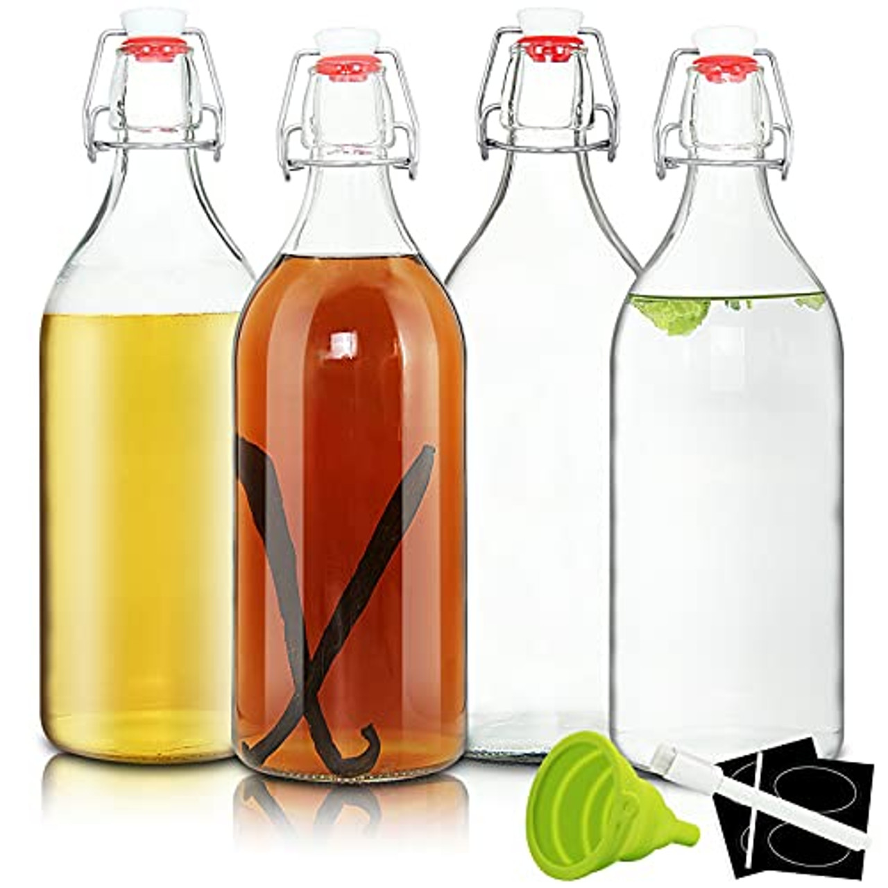 Stock Your Home 32oz 6 Pack Reusable Plastic Juice Bottles with Caps, Clear  Smoothie Drink Container